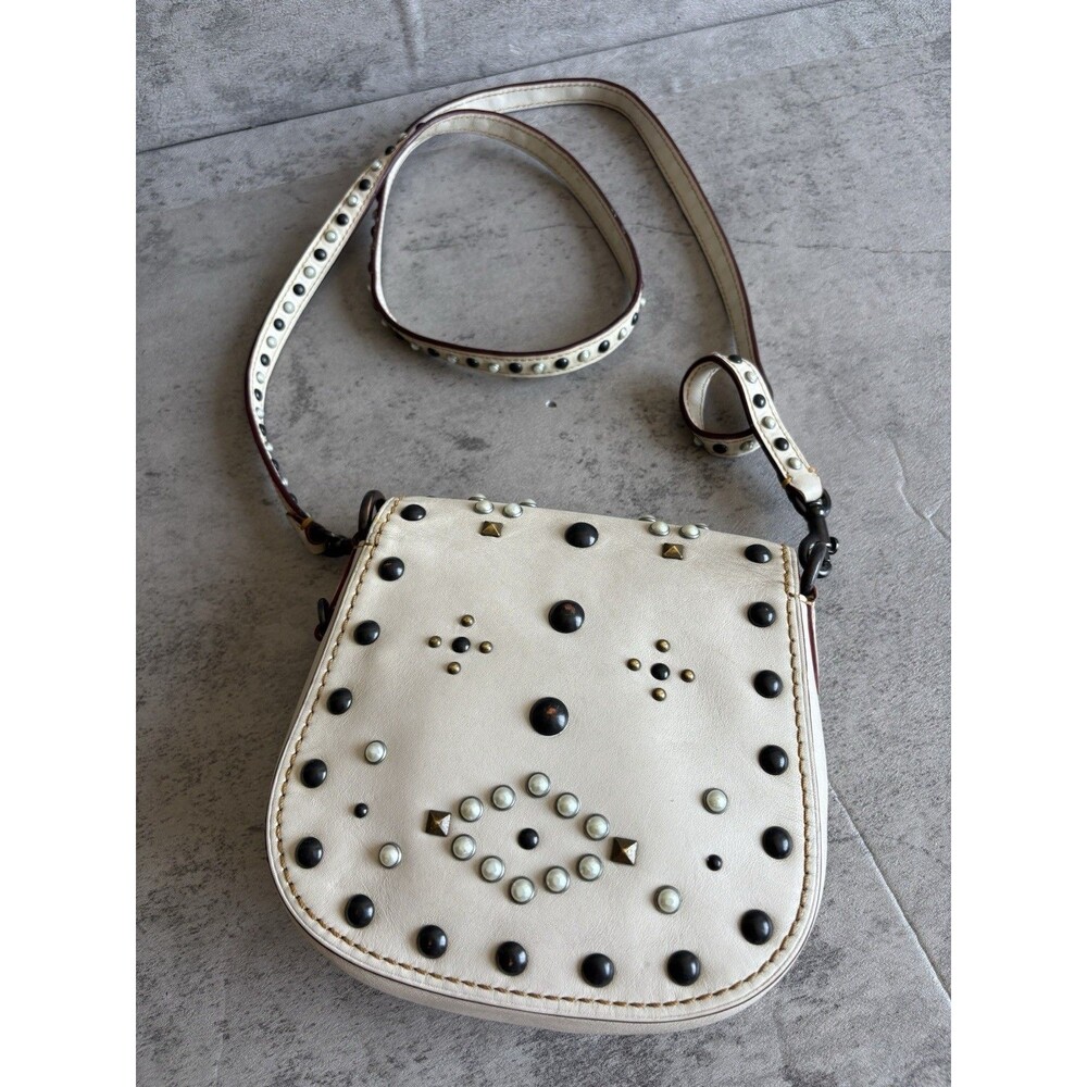 Coach 1941 Saddle 17 With Western Rivets in White/ Chalk Leather Crossbody Bag - Picture 5 of 8